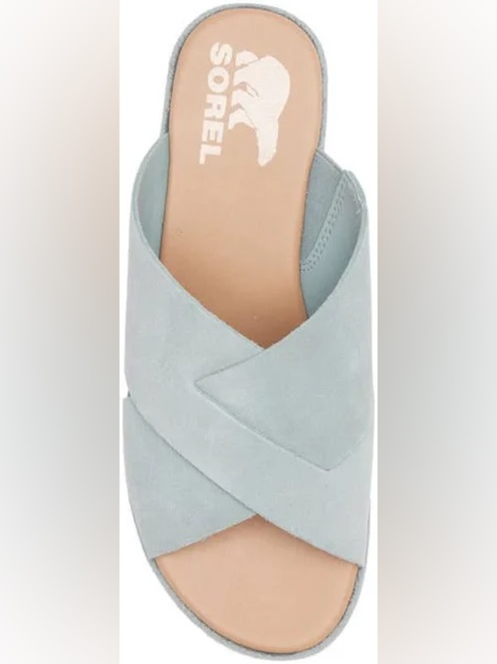 Sorel Cameron Flatform Mule - Cork Platform Sandal- crushed blue, sea salt - Picture 8 of 12